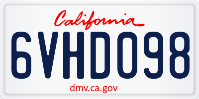 CA license plate 6VHD098