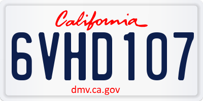 CA license plate 6VHD107