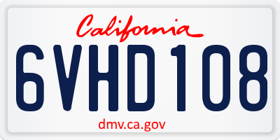 CA license plate 6VHD108