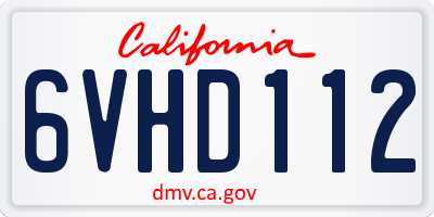 CA license plate 6VHD112
