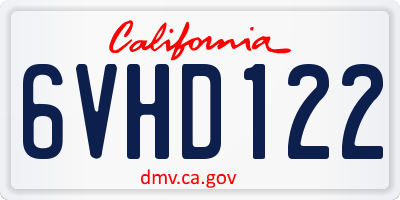 CA license plate 6VHD122