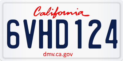 CA license plate 6VHD124