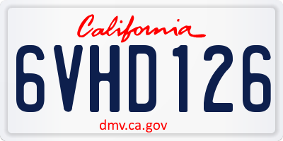 CA license plate 6VHD126