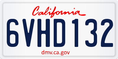 CA license plate 6VHD132