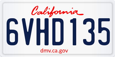 CA license plate 6VHD135