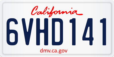 CA license plate 6VHD141