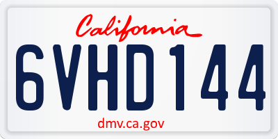 CA license plate 6VHD144