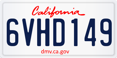 CA license plate 6VHD149