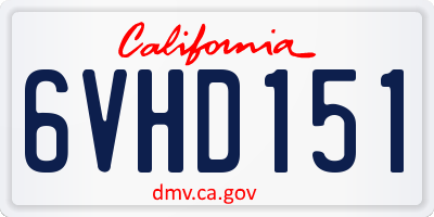 CA license plate 6VHD151