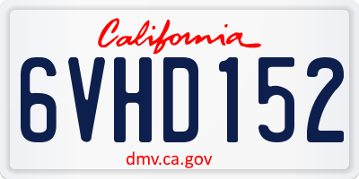 CA license plate 6VHD152