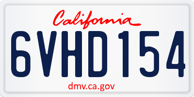 CA license plate 6VHD154