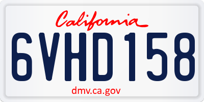 CA license plate 6VHD158
