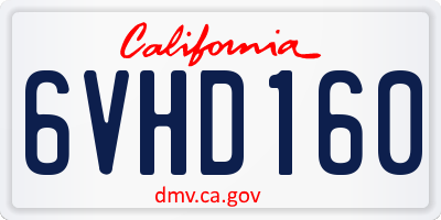 CA license plate 6VHD160