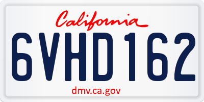 CA license plate 6VHD162