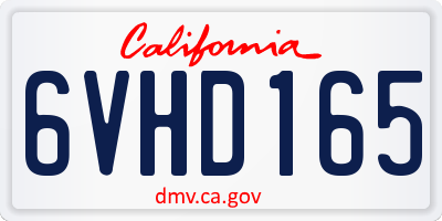 CA license plate 6VHD165