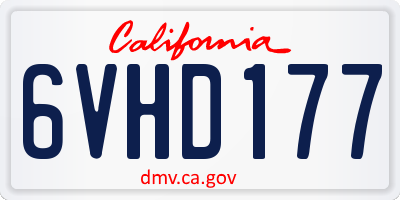 CA license plate 6VHD177
