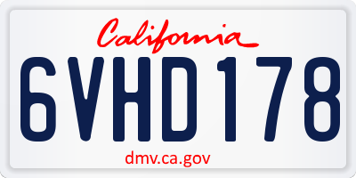 CA license plate 6VHD178