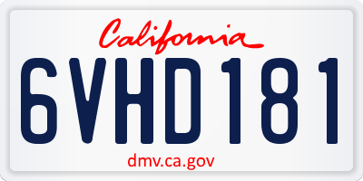 CA license plate 6VHD181