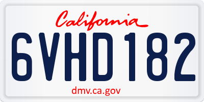 CA license plate 6VHD182