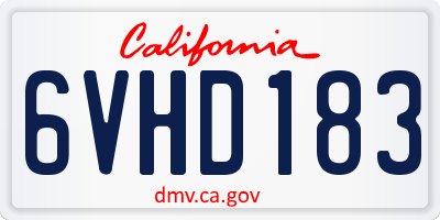 CA license plate 6VHD183