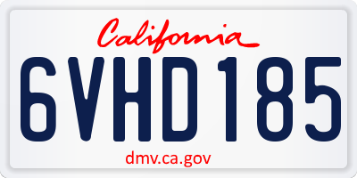 CA license plate 6VHD185