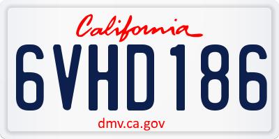 CA license plate 6VHD186