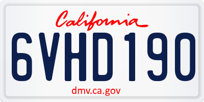CA license plate 6VHD190
