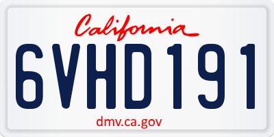 CA license plate 6VHD191