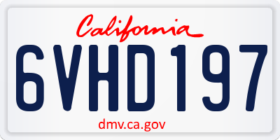 CA license plate 6VHD197