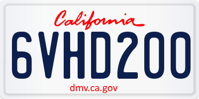 CA license plate 6VHD200