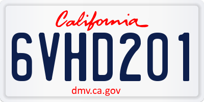 CA license plate 6VHD201