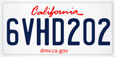 CA license plate 6VHD202