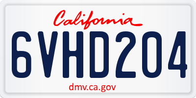 CA license plate 6VHD204