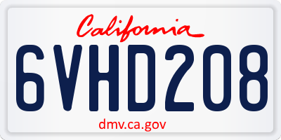 CA license plate 6VHD208