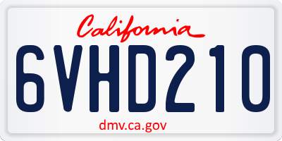 CA license plate 6VHD210