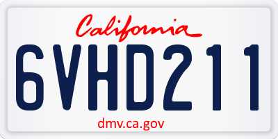CA license plate 6VHD211