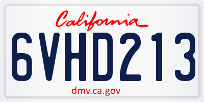 CA license plate 6VHD213
