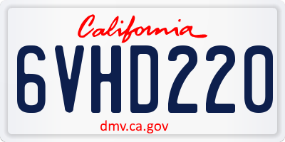 CA license plate 6VHD220