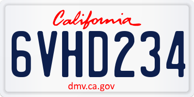 CA license plate 6VHD234