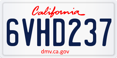 CA license plate 6VHD237