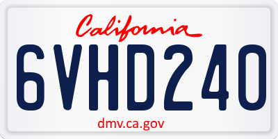 CA license plate 6VHD240