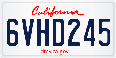 CA license plate 6VHD245