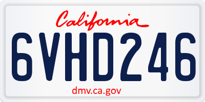 CA license plate 6VHD246