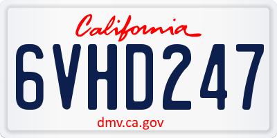 CA license plate 6VHD247