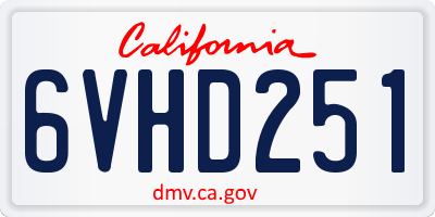 CA license plate 6VHD251