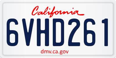 CA license plate 6VHD261