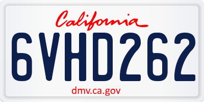 CA license plate 6VHD262
