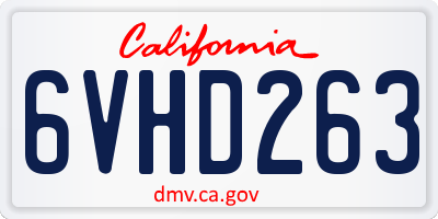 CA license plate 6VHD263