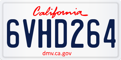 CA license plate 6VHD264
