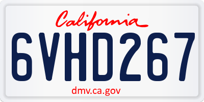 CA license plate 6VHD267